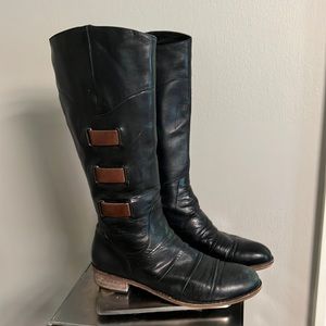 Black leather boots
